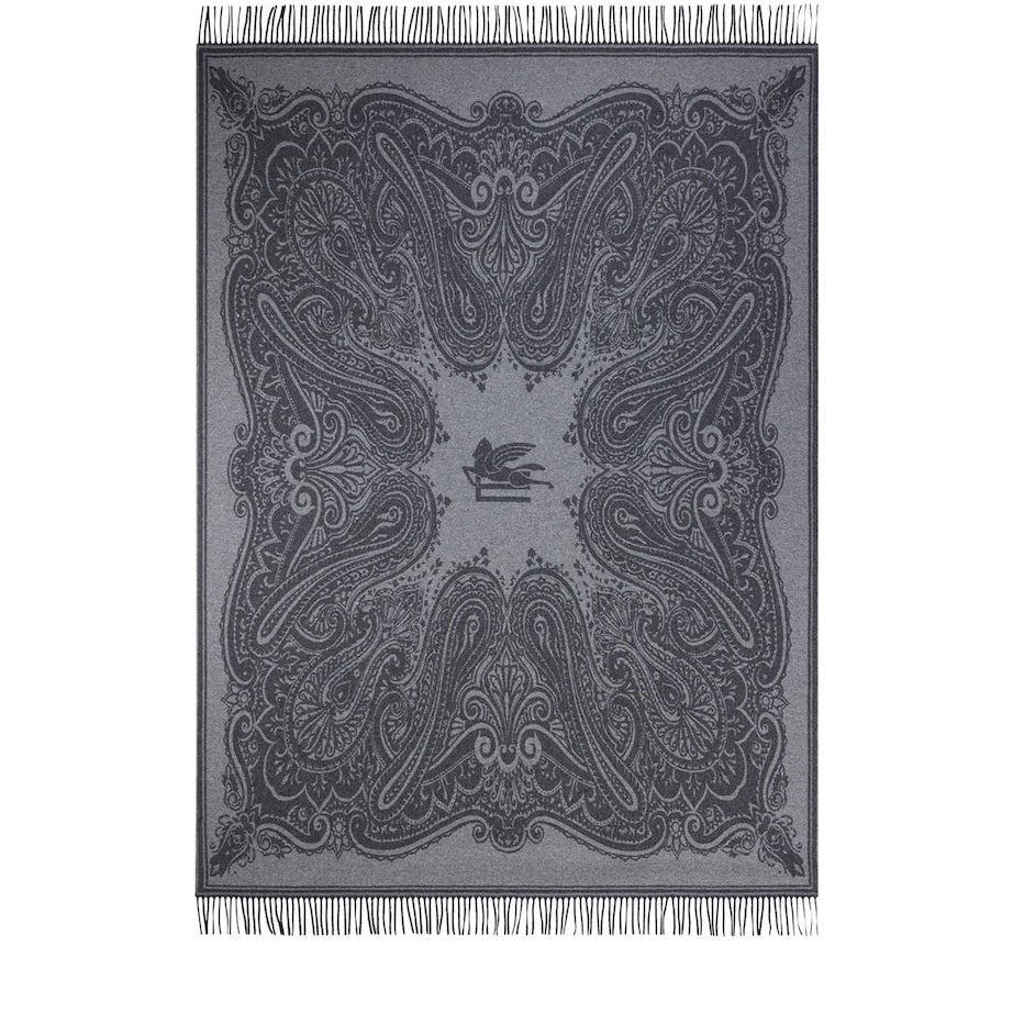 Wool-Cashmere Fringed Alocasia Throw (140cm x 180cm)