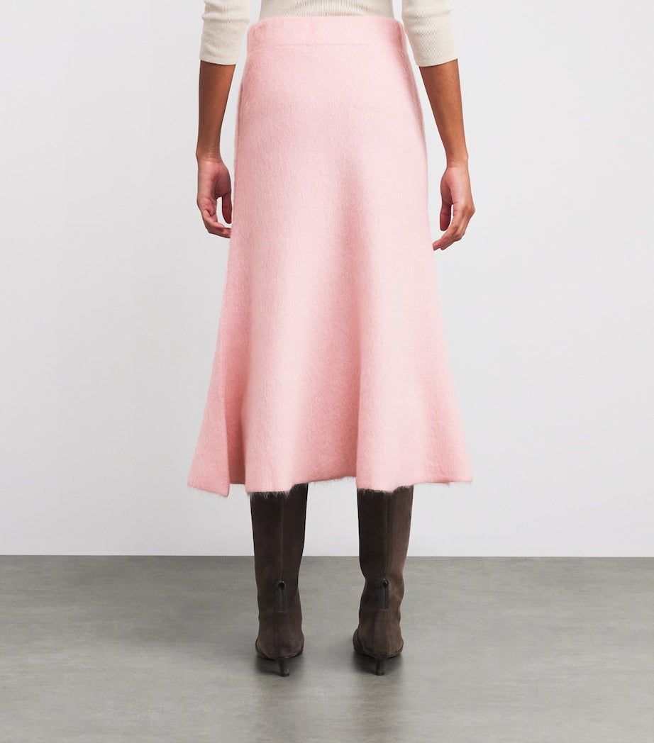 Fabiana Filippi Pink Wool-Mohair-Blend Midi Skirt