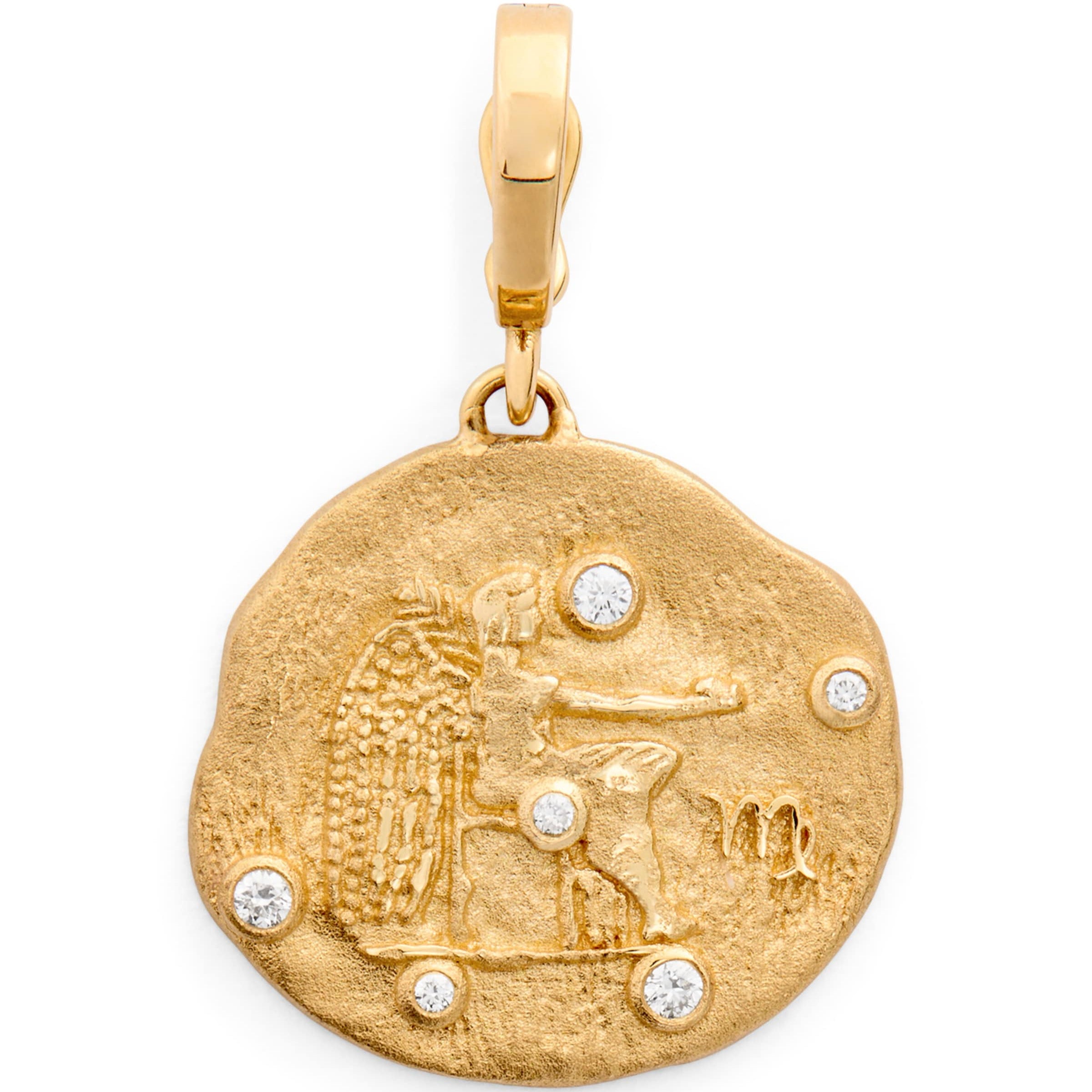 Small Yellow Gold and Diamond Virgo Coin Charm
