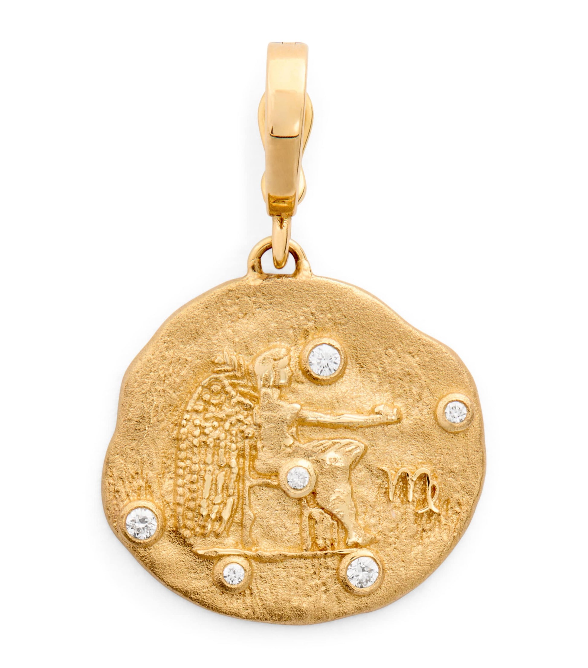 Small Yellow Gold and Diamond Virgo Coin Charm