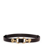 Maje Black Lion-Embellished Leather Horsebit Belt