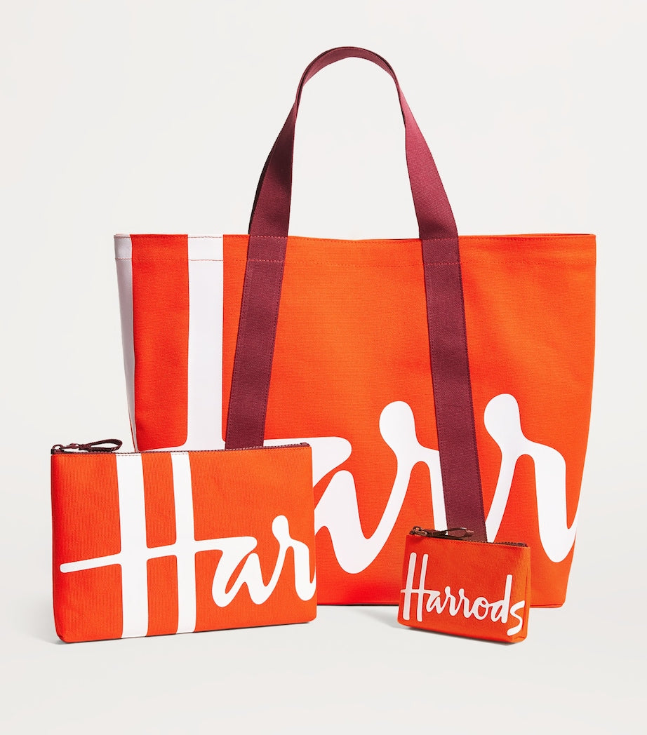 Harrods Orange Large Cotton Logo Tote Bag