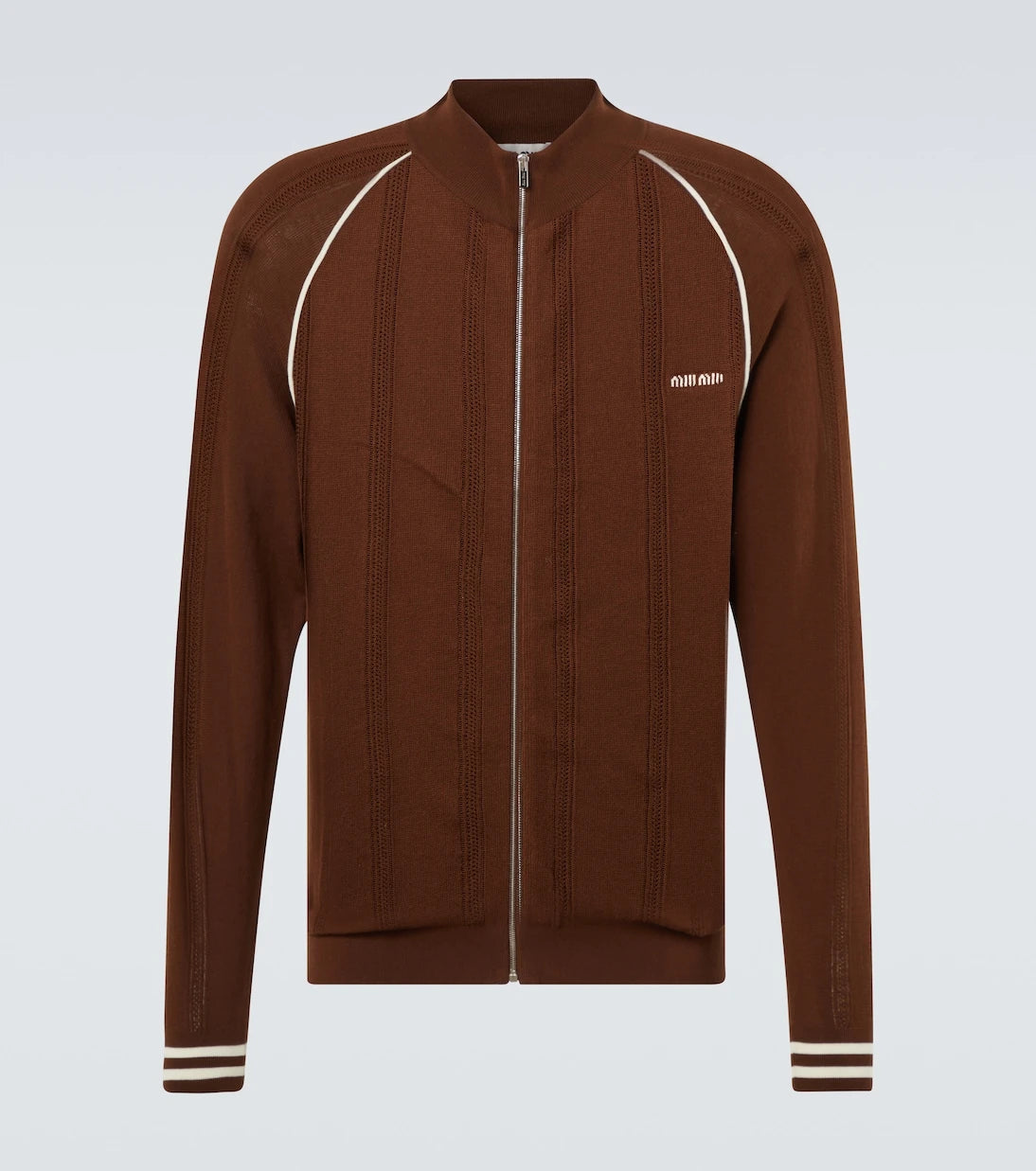 Miu Miu - Logo cotton-blend zip-up cardigan