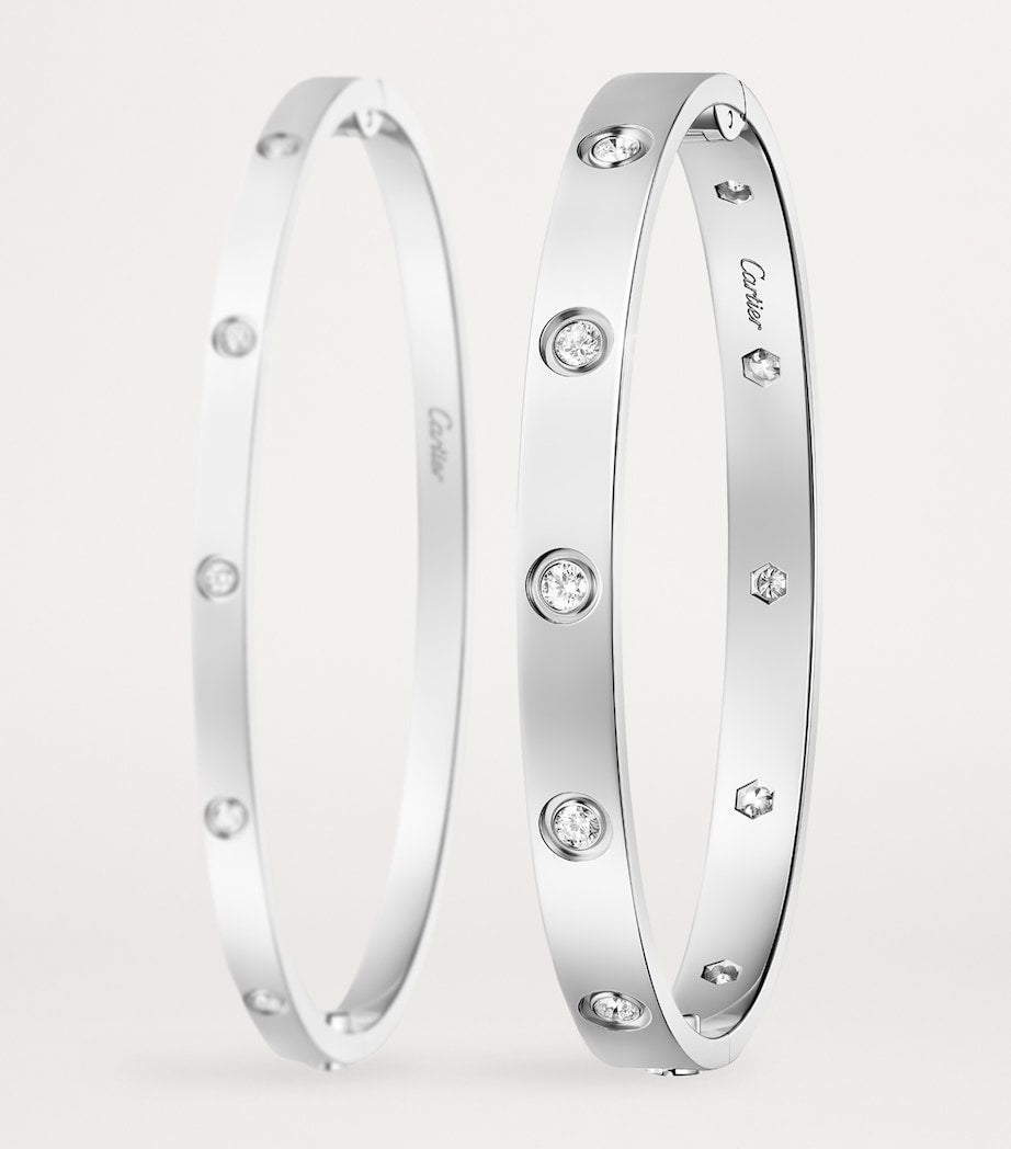 White Gold and Diamond LOVE Bangle