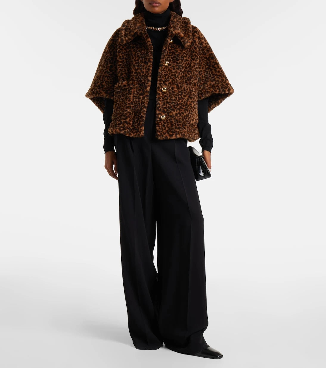 Max Mara - Leopard-printed alpaca, wool, and silk cape