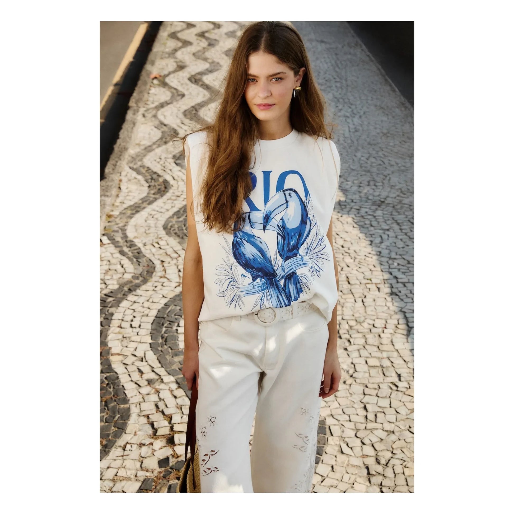 Farm Rio - Rio Epaulettes T-shirt | White