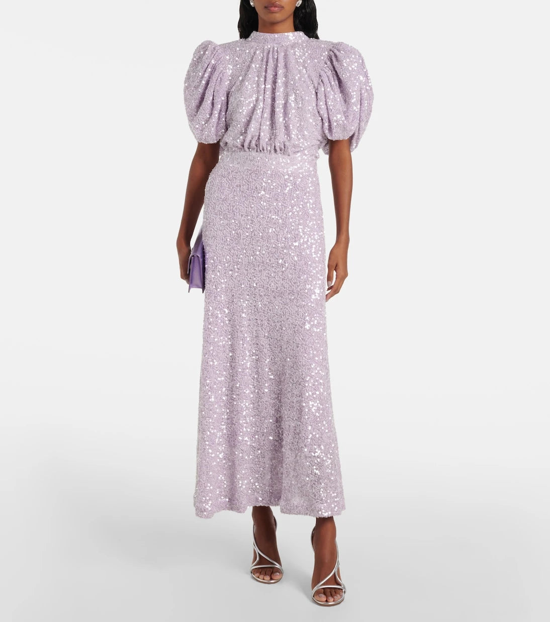 Rotate - Sequined open-back maxi dress