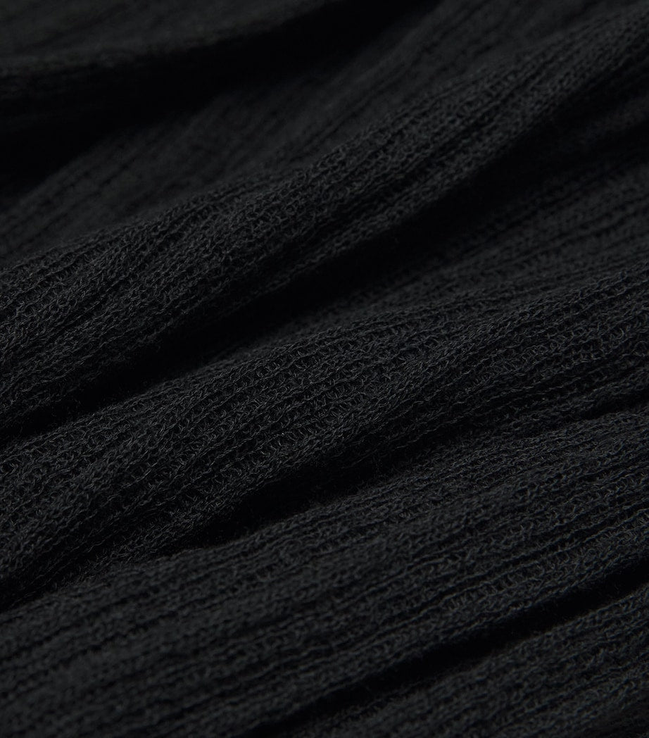 Skims Black Sheer Knit Henley Top