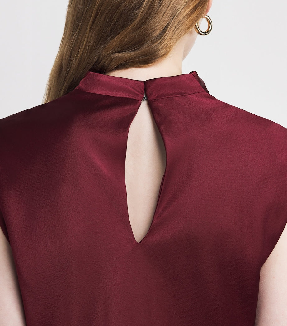 ME+EM Red Satin Draped Maxi Dress