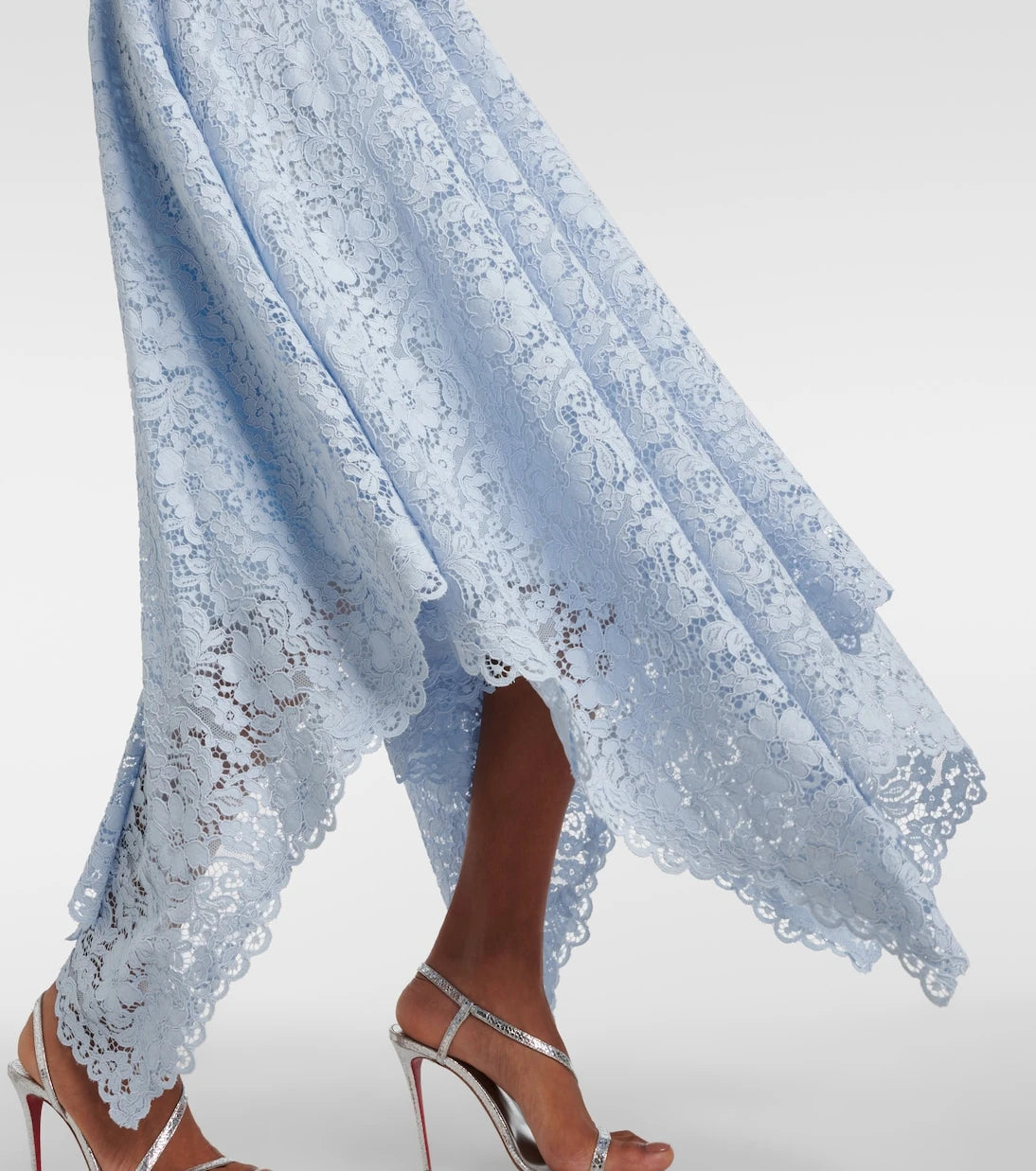 Costarellos - Floral lace asymmetric midi dress
