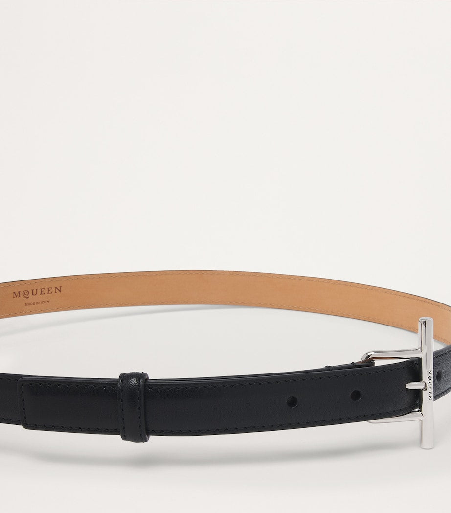 Black Leather T-Bar Belt