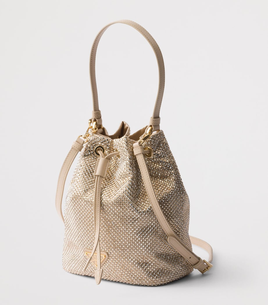 Mini Satin Crystal-Studded Pouch