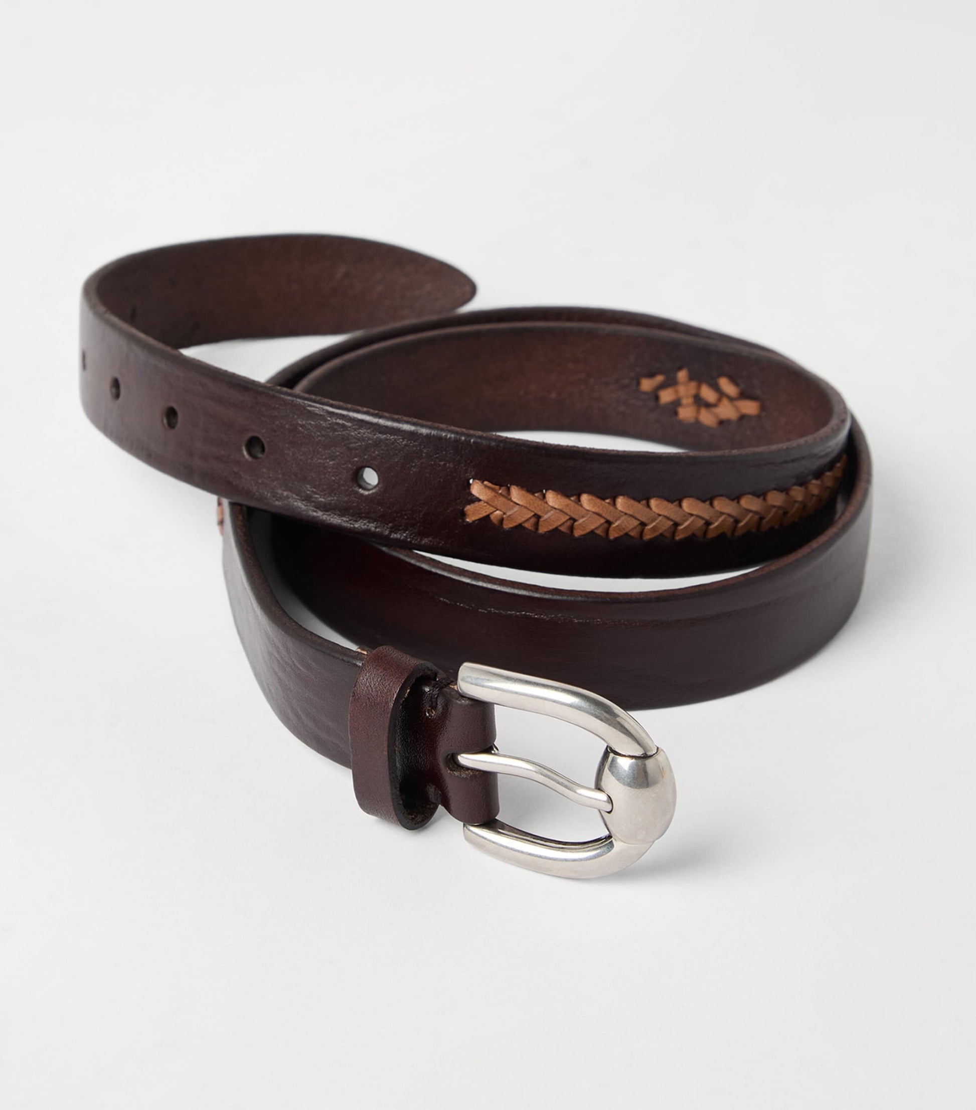 Leather Two-Tone Braided Belt