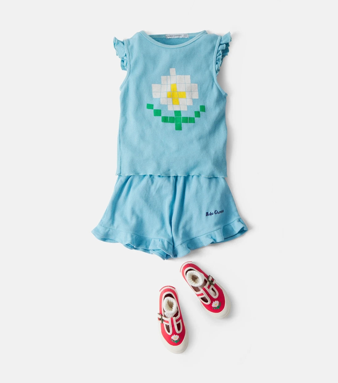 Bobo Choses - Pixel Daisy fırfırlı pamuklu bluz