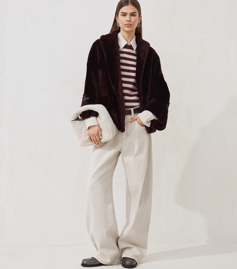 Red Shearling Reversible Overcoat