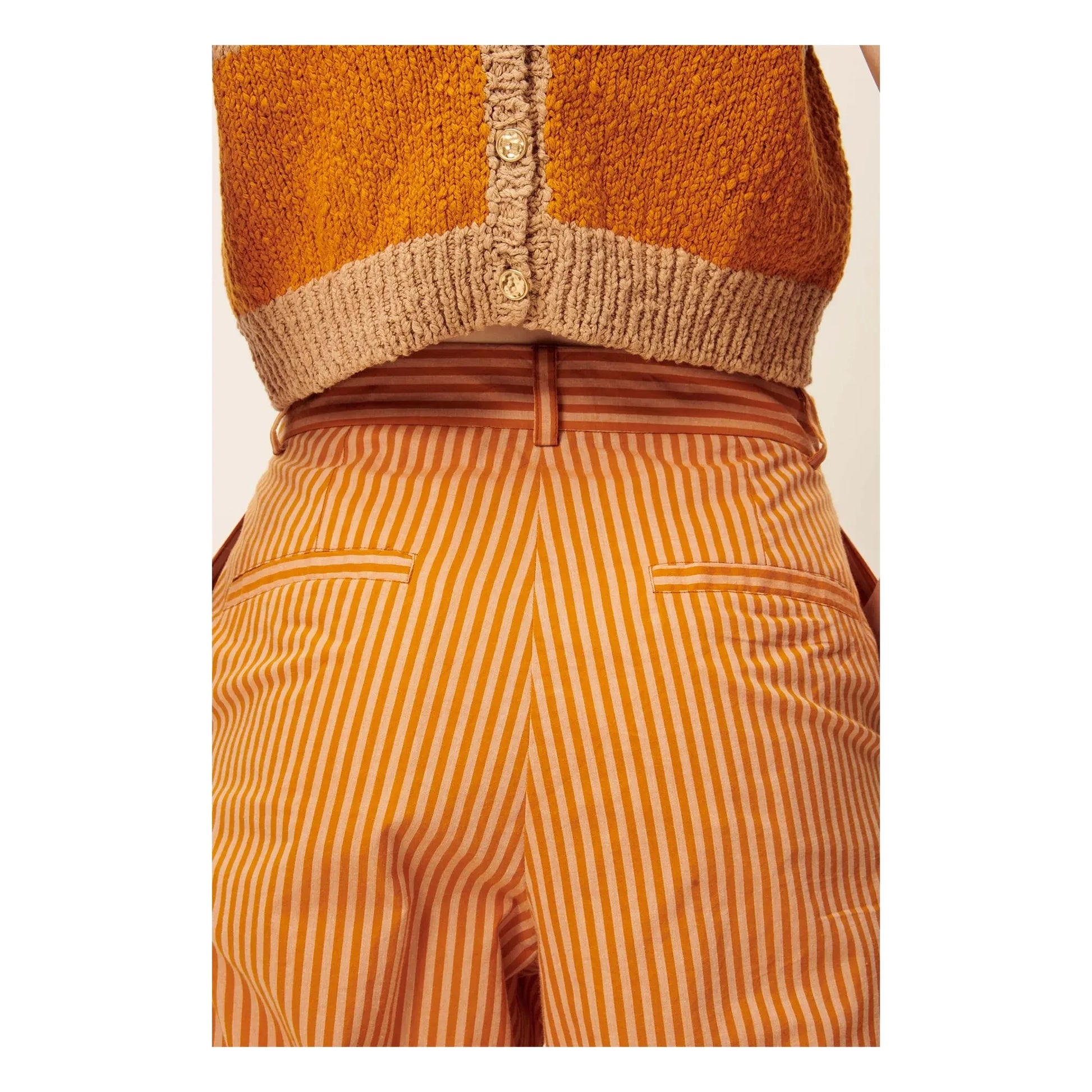 Sessùn - Provencia Cotton Stripe Pants | Orange