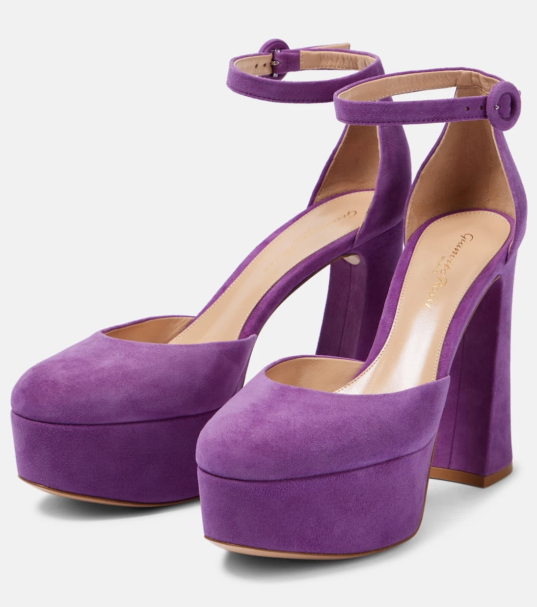 Gianvito Rossi - Vernice platform suede pumps