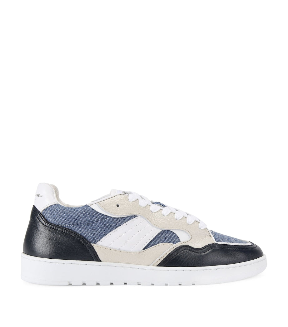 Denim-Leather Benn Sneakers