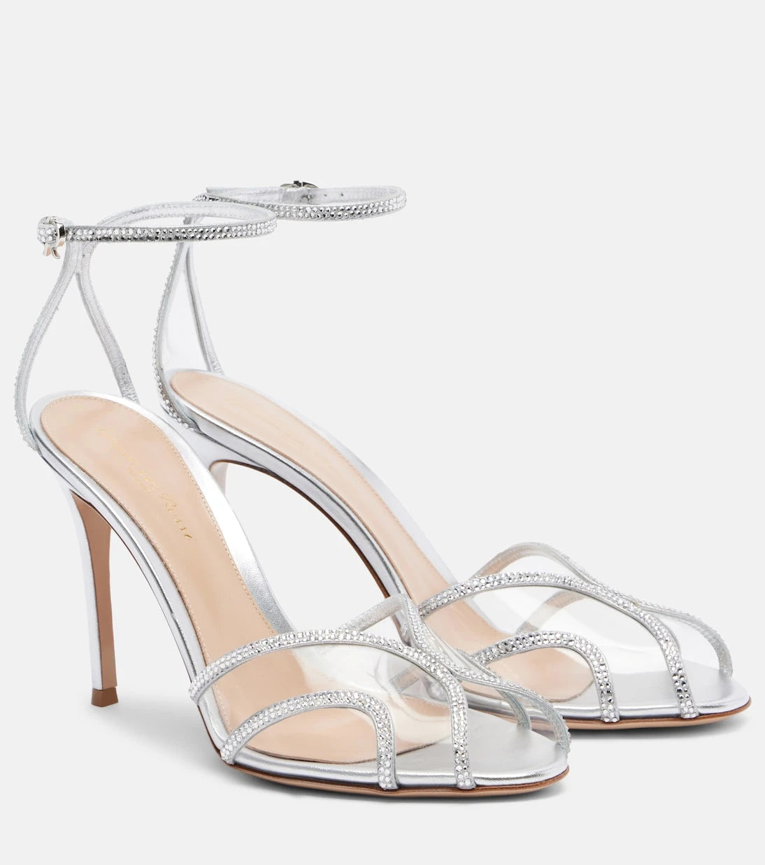 Gianvito Rossi - Isabel 95 embellished suede and PVC sandals