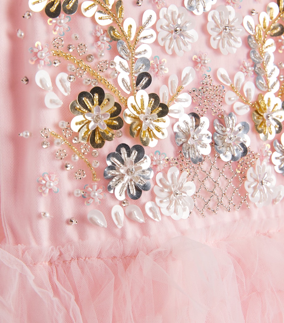 Pink Embellished Golden Daisies Dress (2-12 Years)