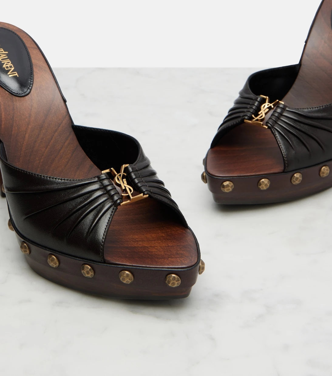 Saint Laurent - Babylone studded leather platform mules