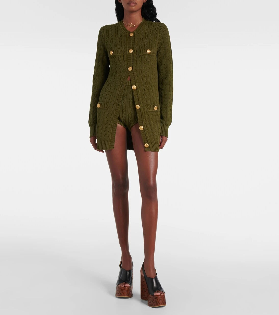 Chloé - Cable-knit cotton-blend shorts