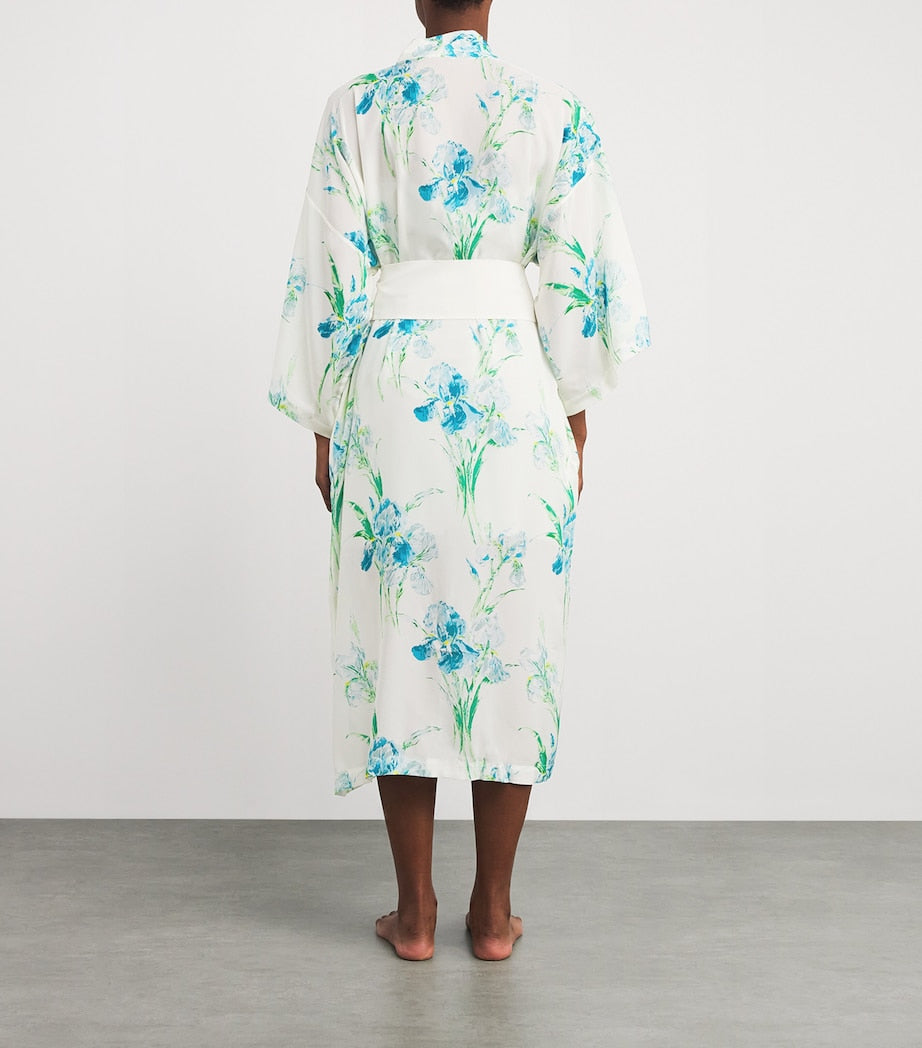 Silk Floral Amaya Samphire Robe