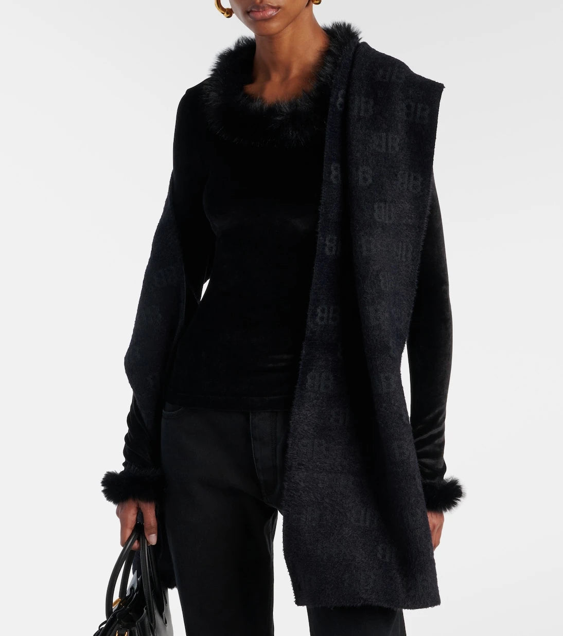 Balenciaga - BB wool-blend scarf