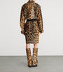 Balmain Brown Suede Leopard Print Bomber Jacket