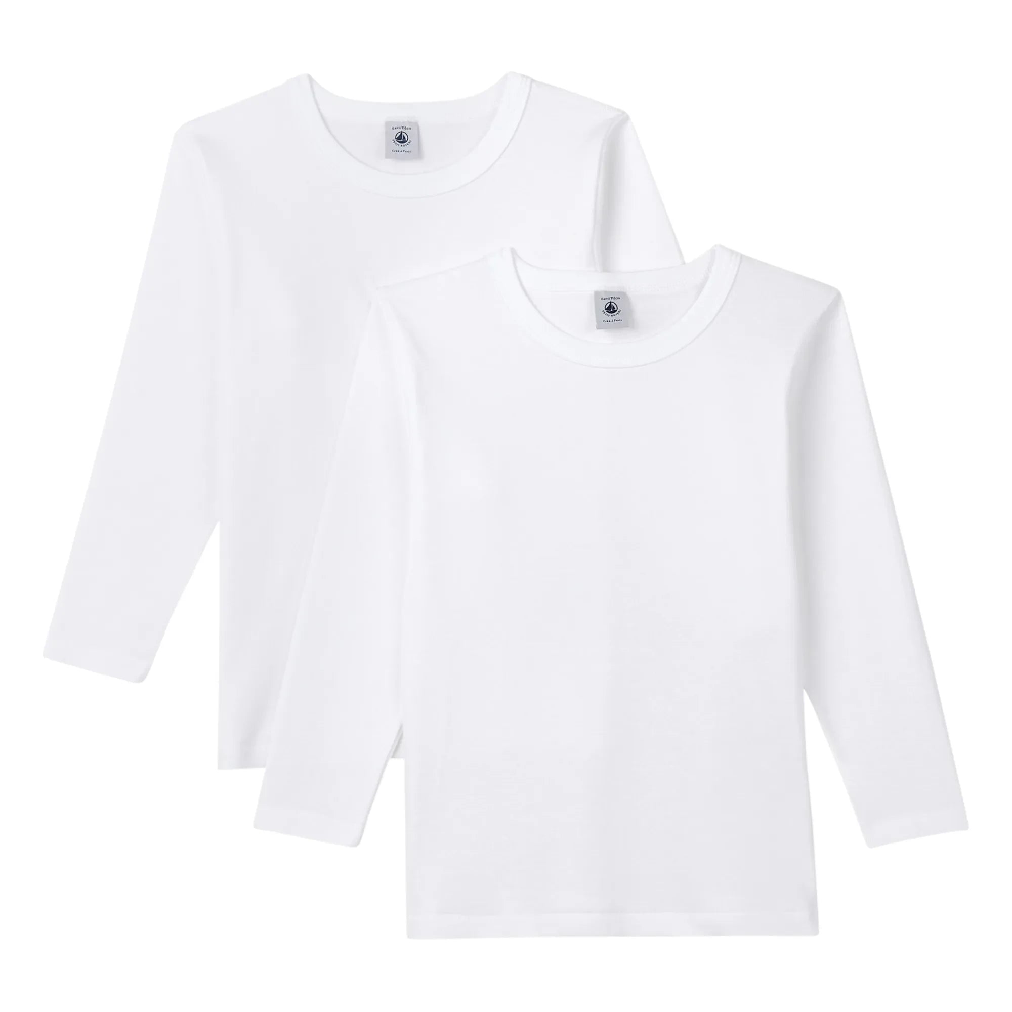 Petit Bateau - Set of 2 Organic Cotton Long-Sleeved T-Shirts | White