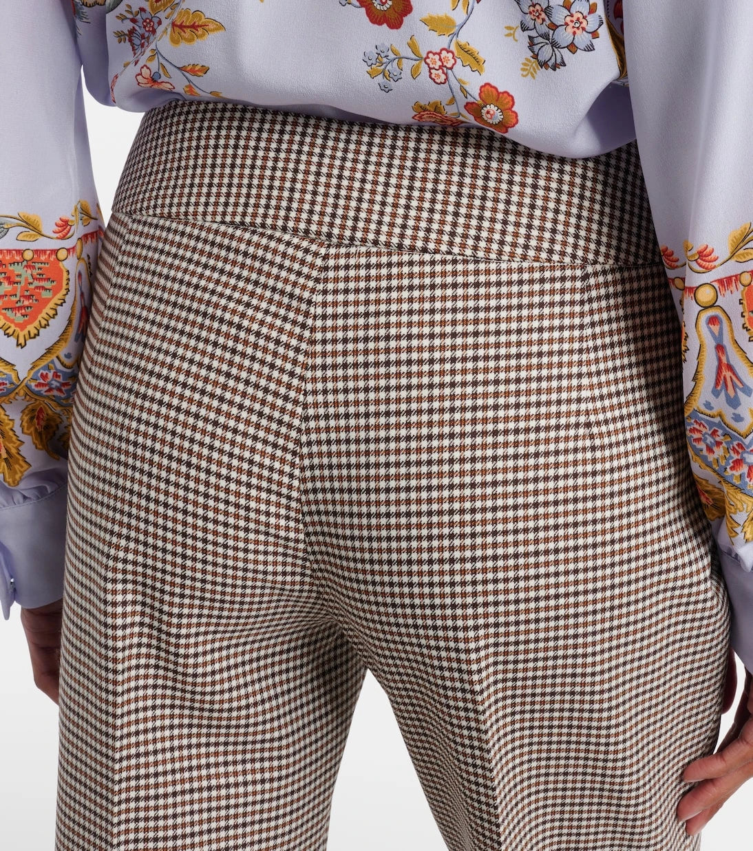 Etro - Checked wool-blend cropped flared pants