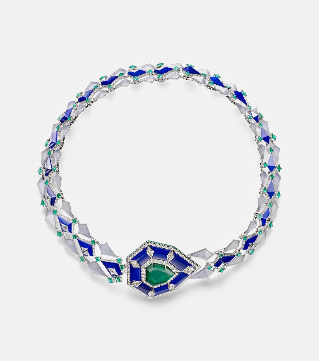 Kamyen - 18kt white gold necklace with gemstones