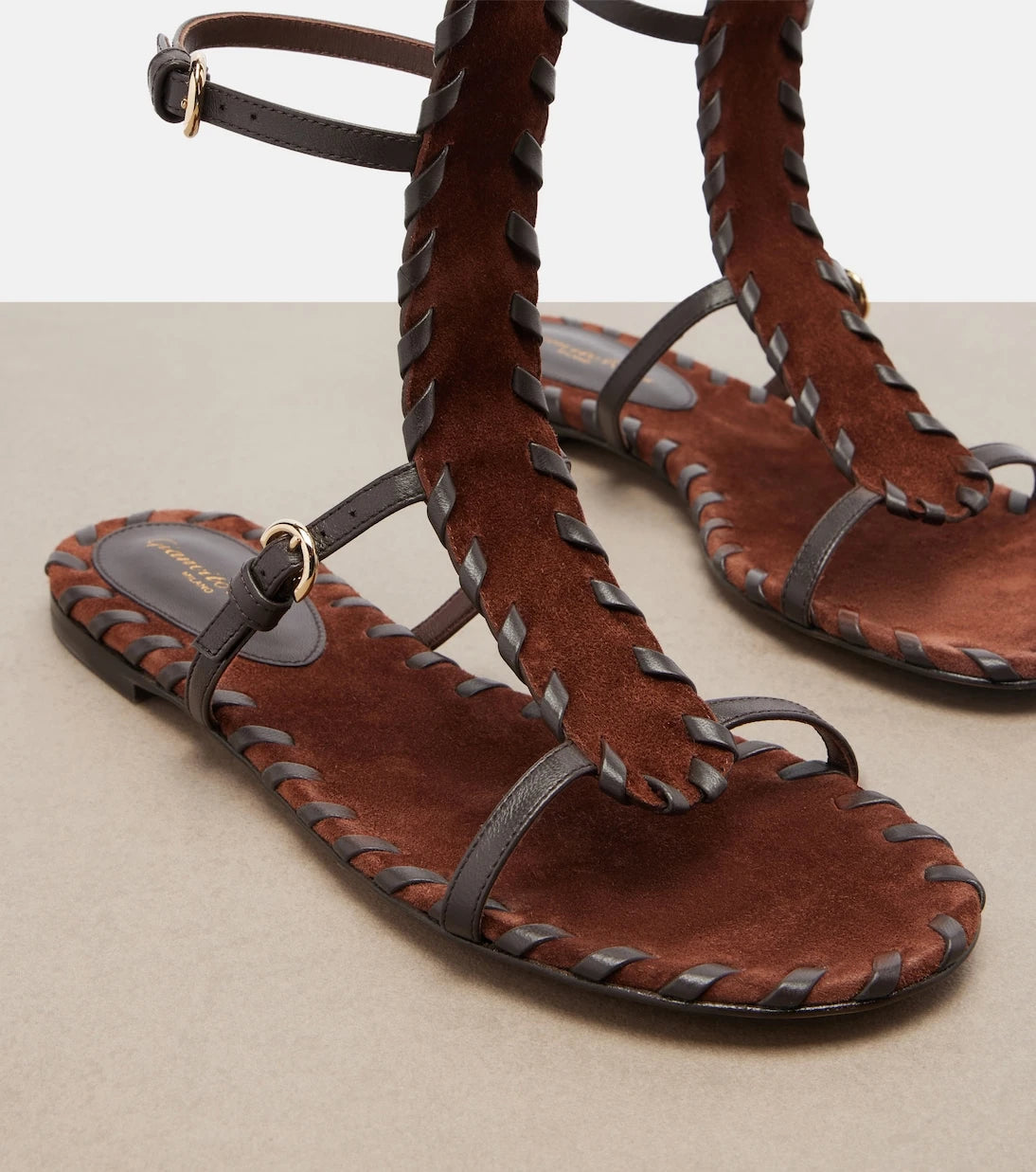 Gianvito Rossi - Zaira suede and leather gladiator sandals