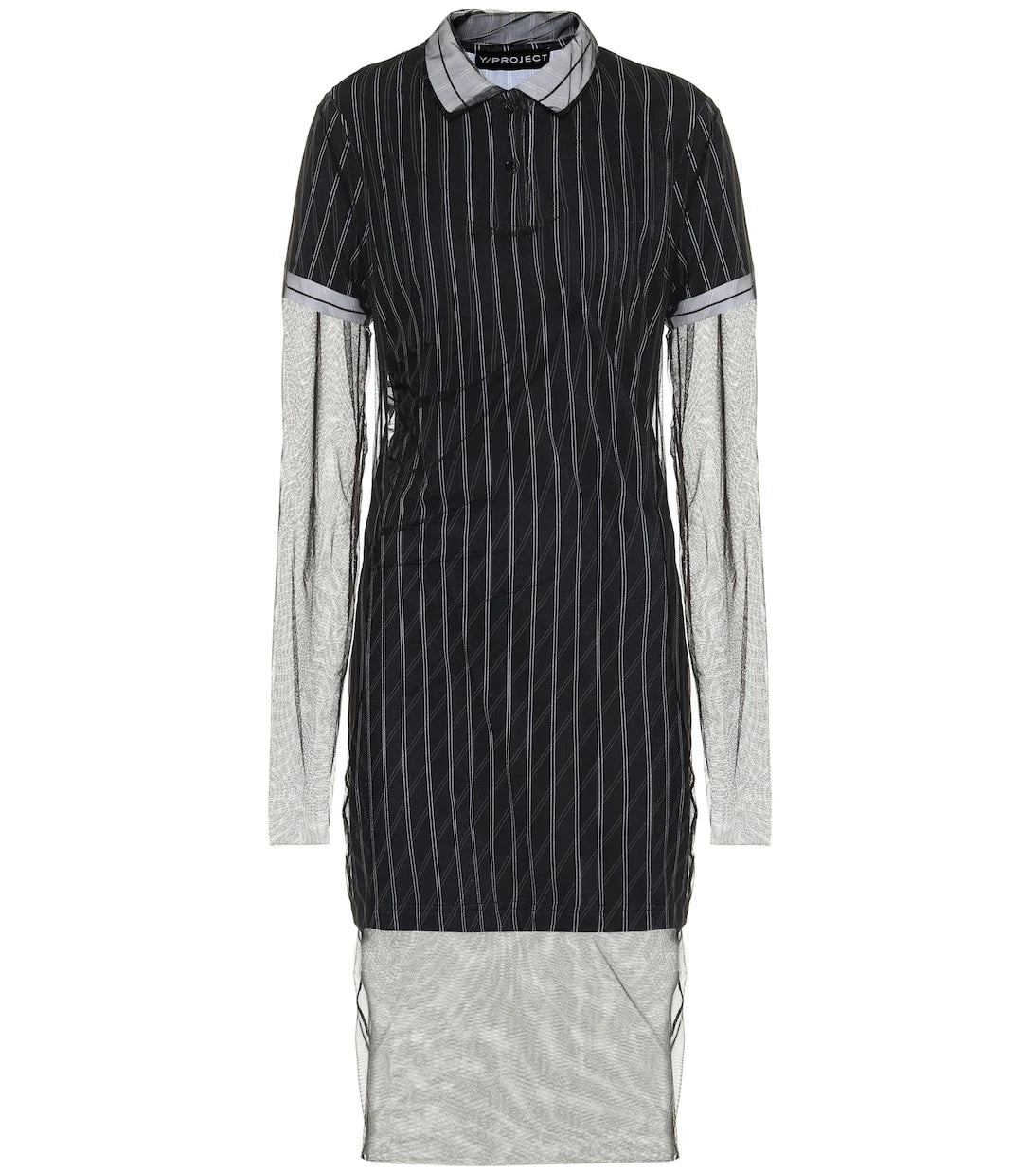 Y/Project - Striped cotton and tulle midi dress