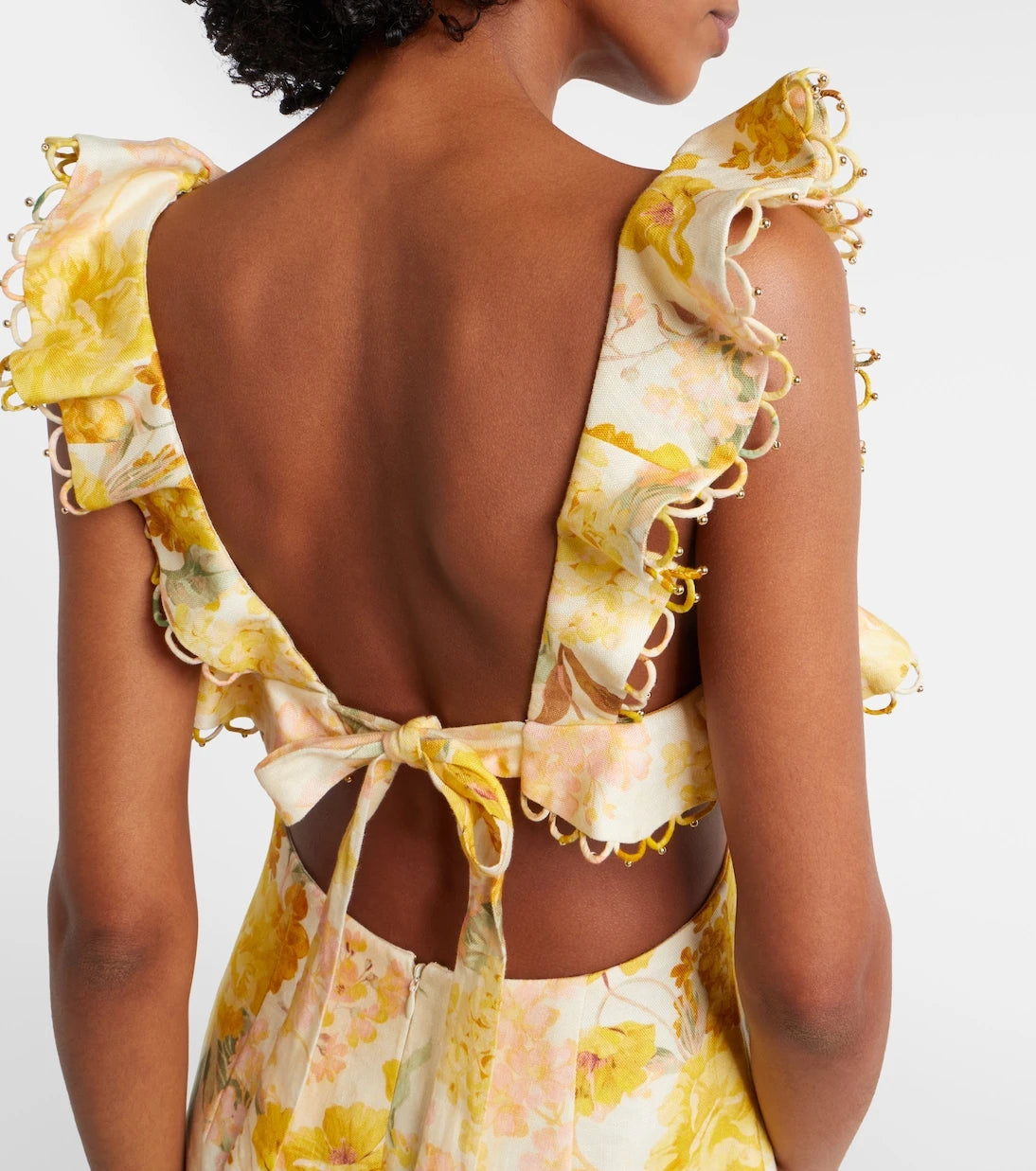Zimmermann - Como floral ruffled linen midi dress