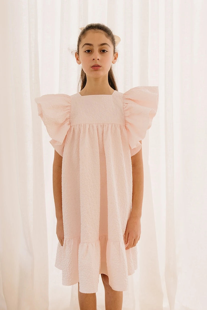 Petite Amalie - Ruffled matelassé dress