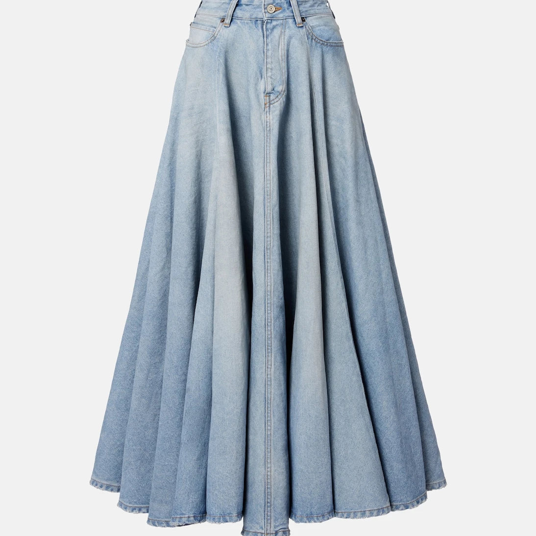 Balenciaga - Pleated denim midi skirt