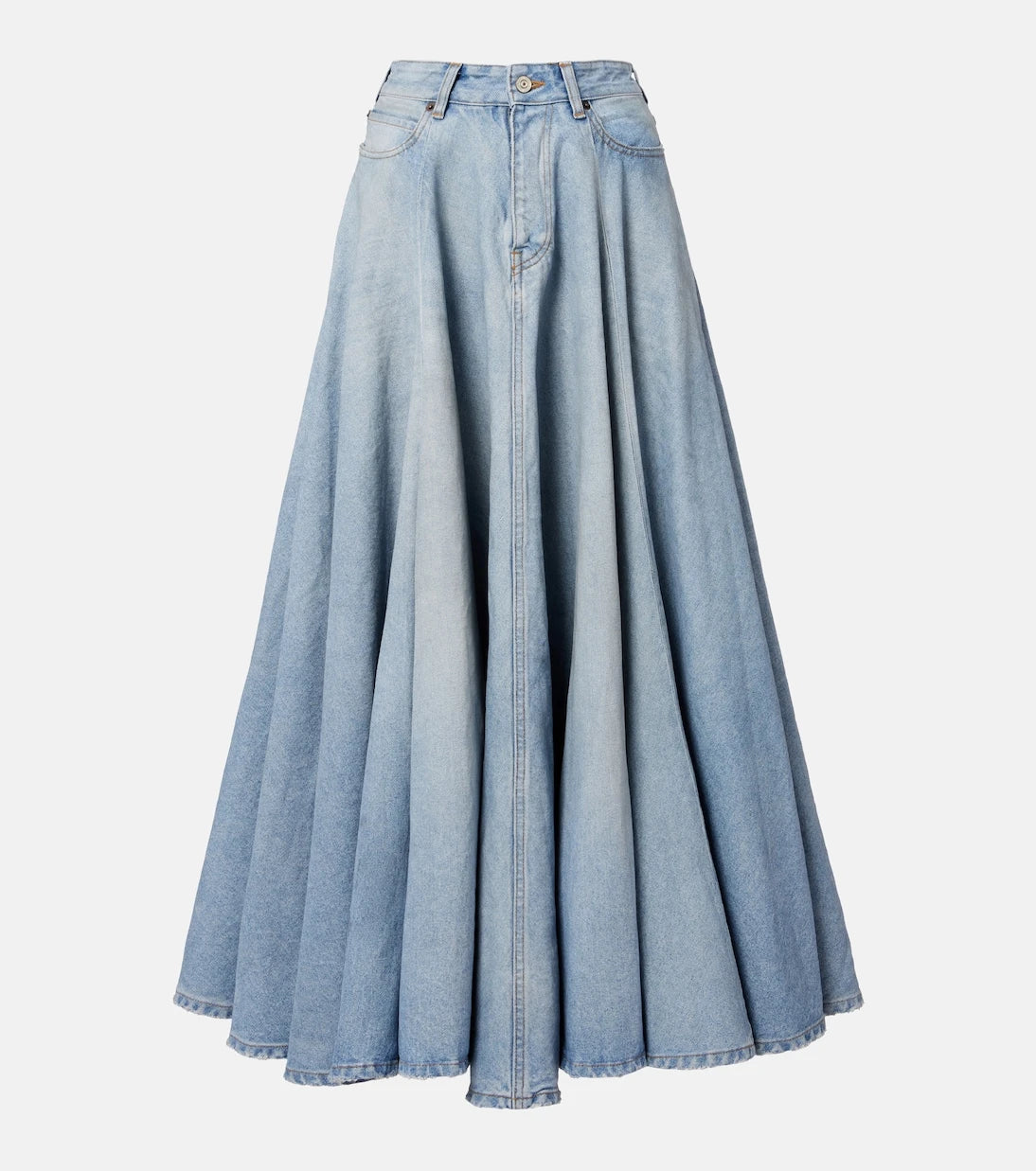 Balenciaga - Pleated denim midi skirt