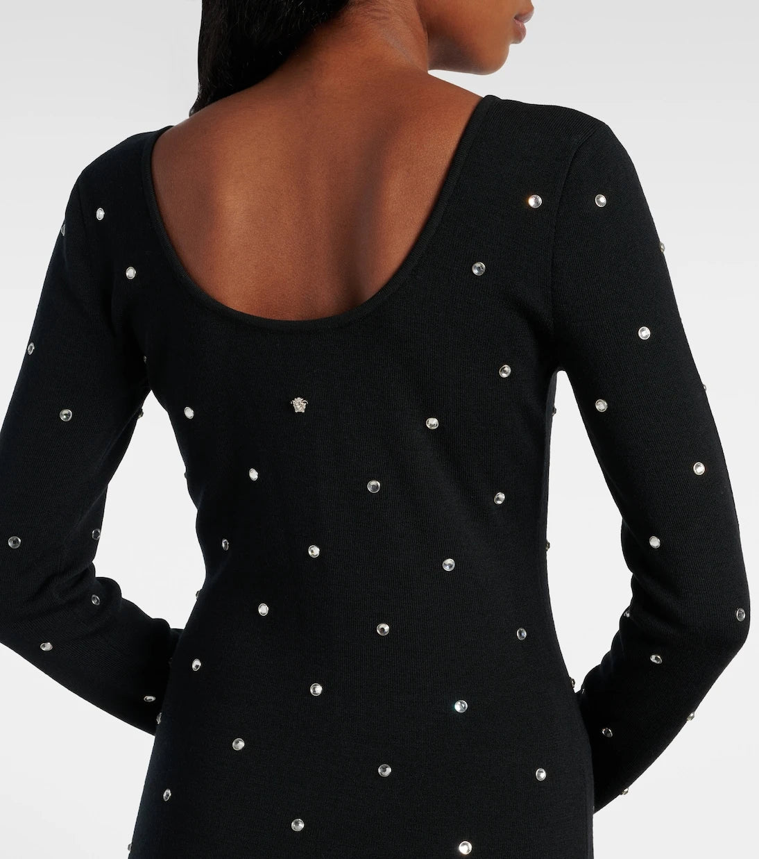 Versace - Crystal-embellished virgin wool midi dress