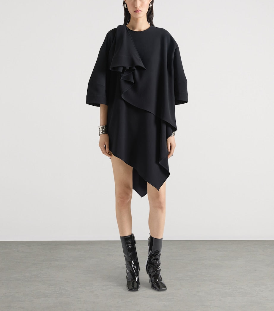 Givenchy Black Crepe Draped Mini Dress