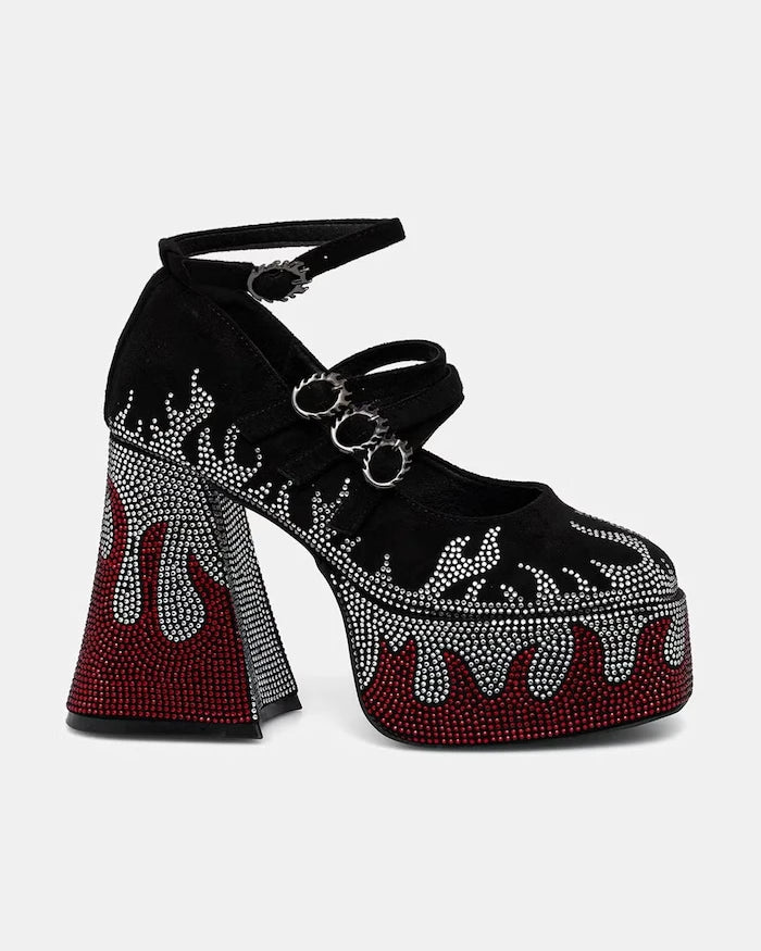 Koi Footwear обувки с дебел ток Blazed Flames Strappy Heels