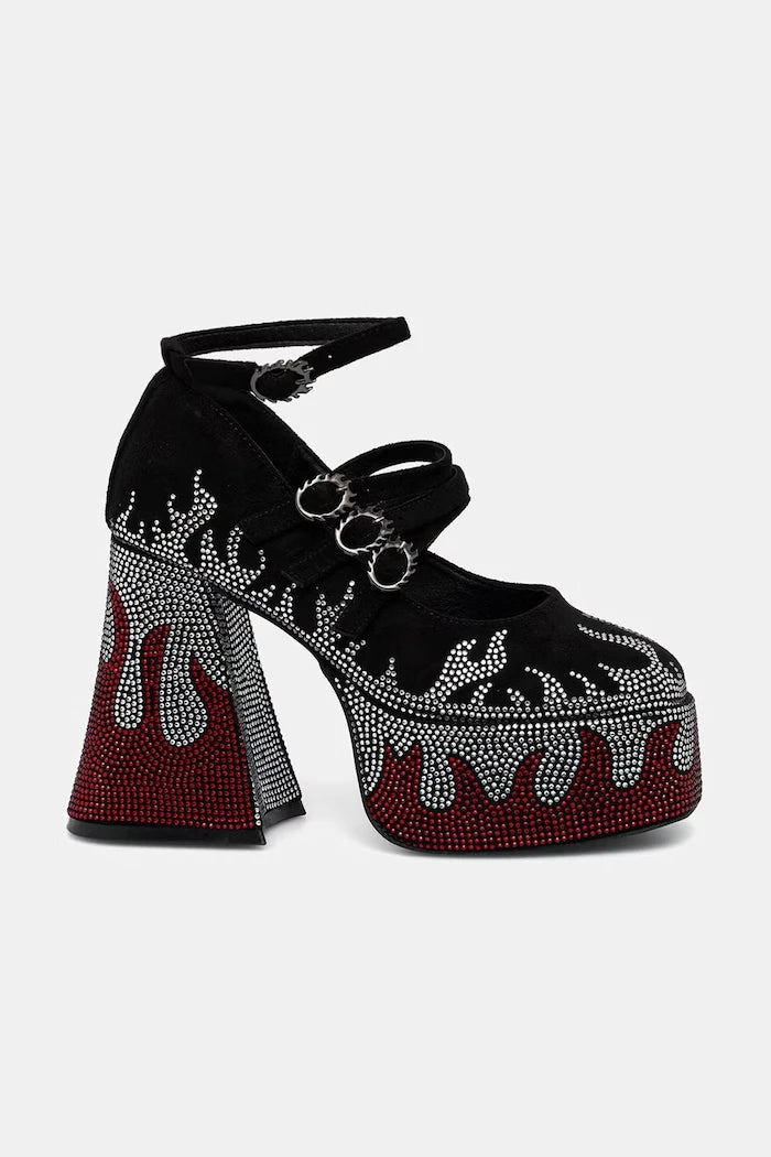 Koi Footwear Kalın Topuklu Blazed Flames Strappy Heels