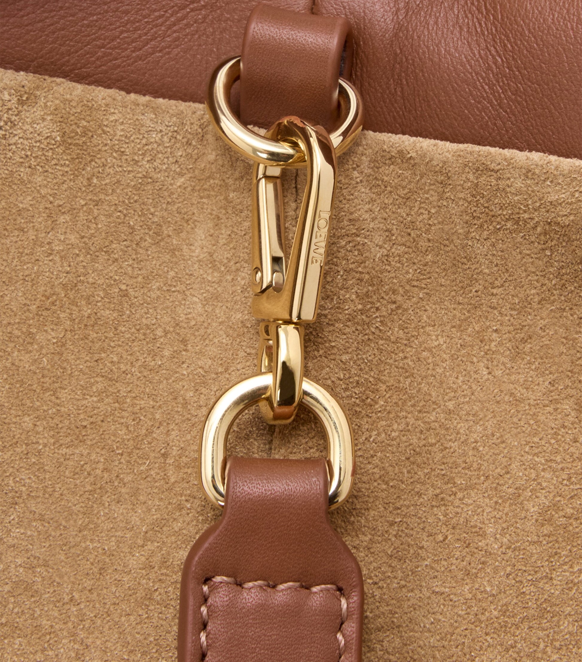 LOEWE Brown Leather Stripe Flamenco Clutch Bag