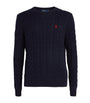 Navy Cotton Cable-Knit Sweater