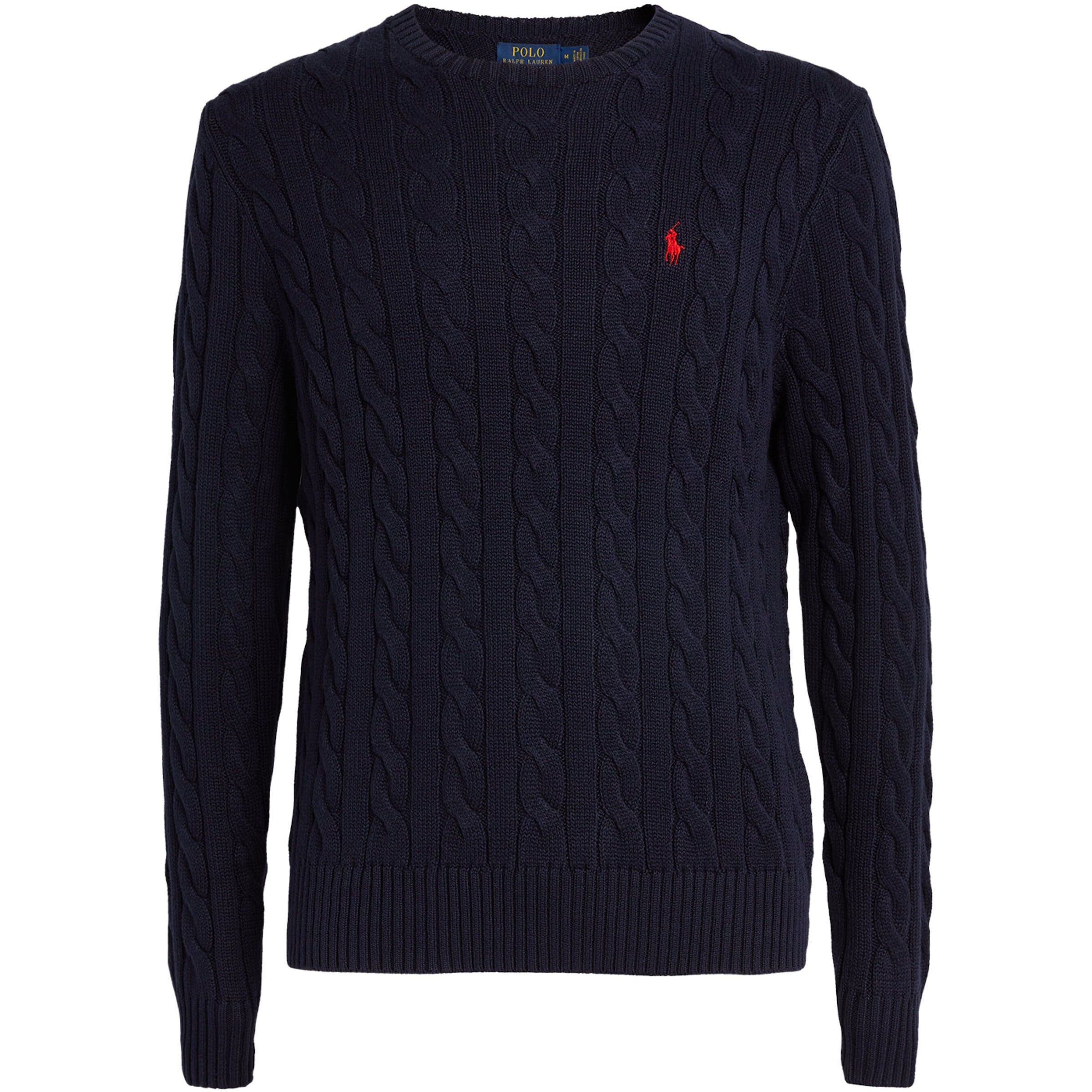 Navy Cotton Cable-Knit Sweater