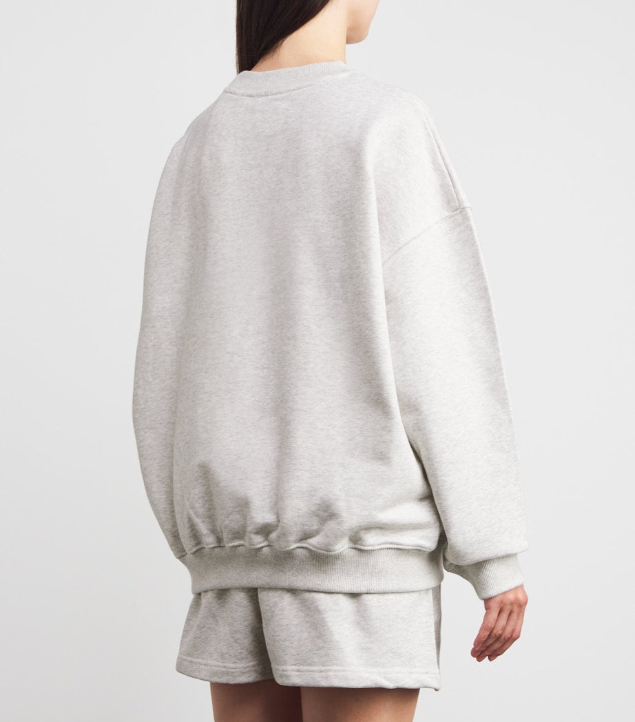 Adanola Grey Organic Cotton Varsity Chainstitch Sweatshirt