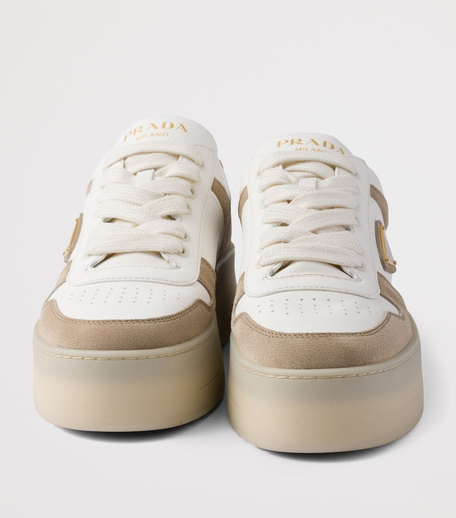 Prada Neutral Nappa Leather Downtown Sneakers