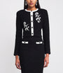 Self-Portrait Black Textured-Knit Embellished Floral Jacket