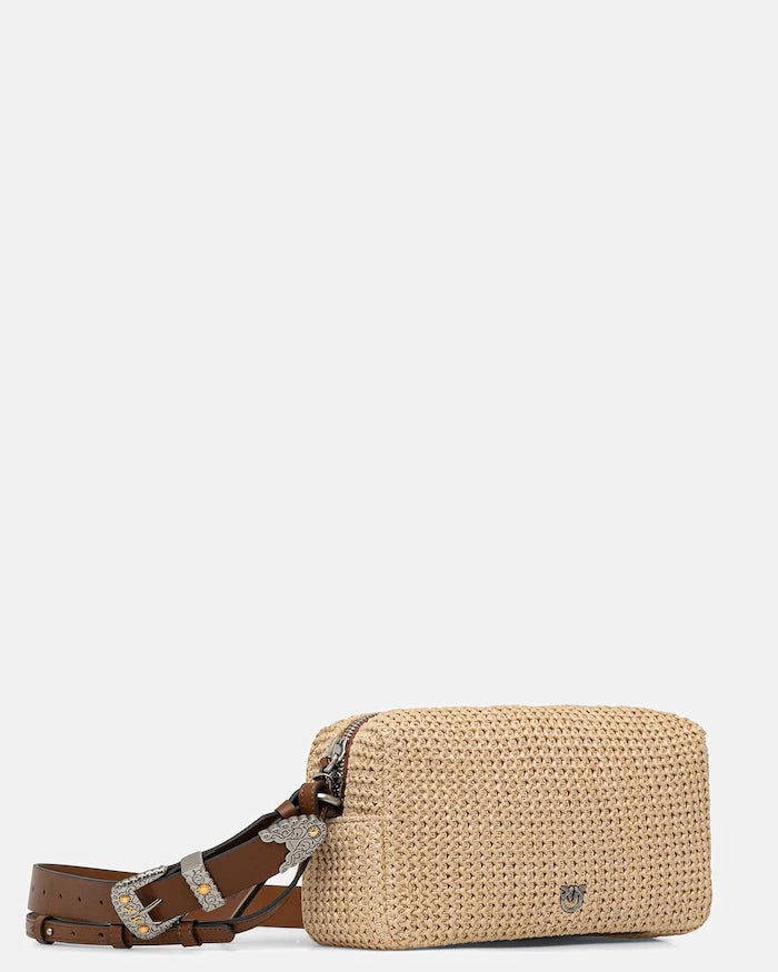 Pinko örgü dokulu kadın crossbody çanta