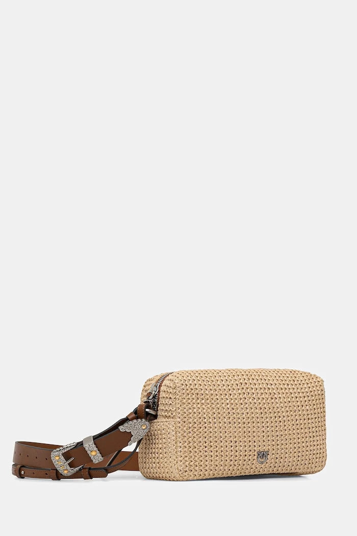 Pinko örgü dokulu kadın crossbody çanta